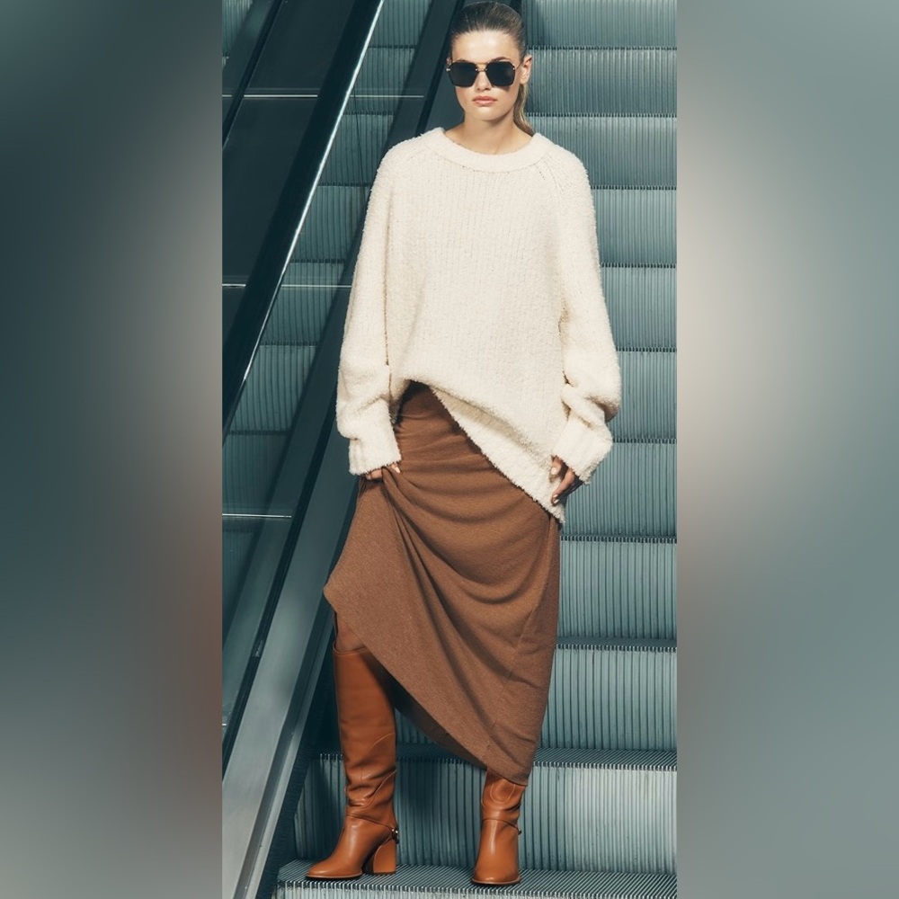 NWT Shopbop LESET Lauren High Waist Knit Maxi Skirt XL “Squirrel” Brown So Soft! - Picture 9 of 15